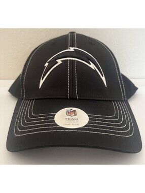 Los Angeles Chargers Hat NFL Team Apparel  black With White Logo One Size